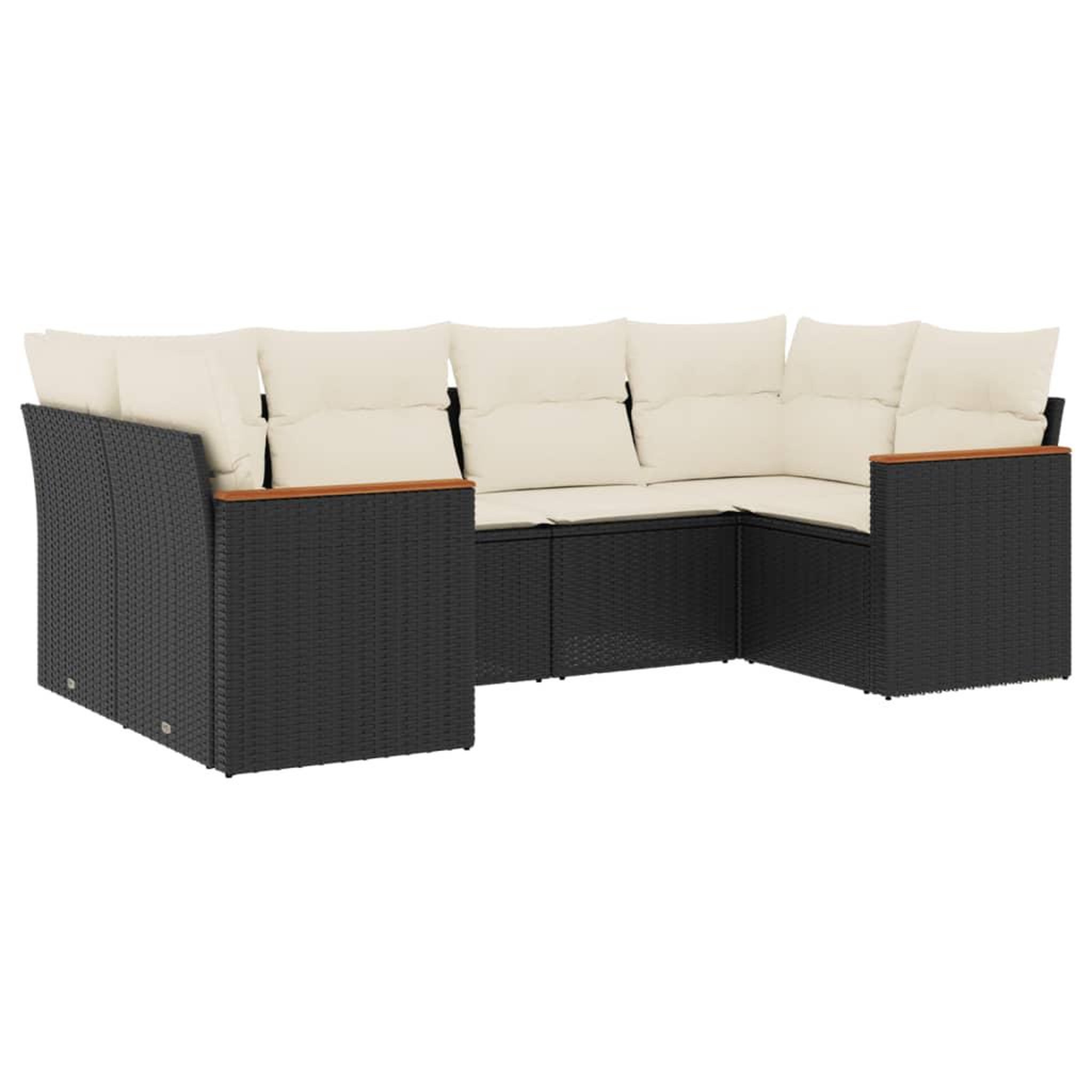 Voir la diapositive 2 : VIDAXL Salon de jardin 6 pcs avec coussins noir resine tressee