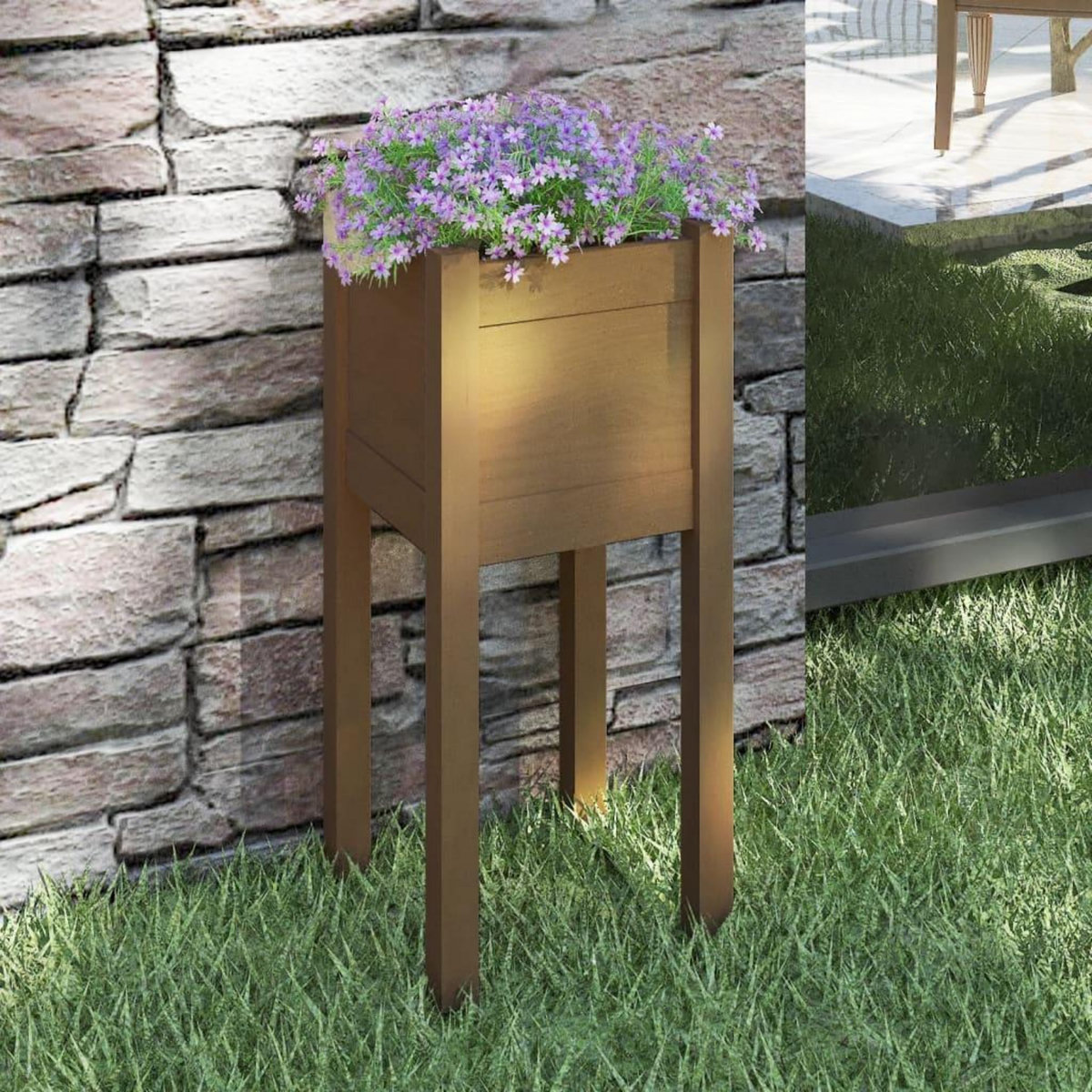VIDAXL Jardiniere d'exterieur Marron miel 31x31x70 cm Bois de pin