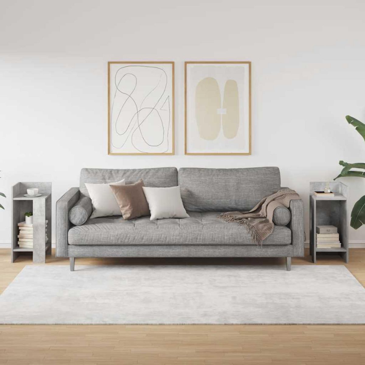 VIDAXL Tables d'appoint 2 pcs avec etagere gris beton 25,5x27x60 cm