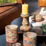 Voir la diapositive 3 : Paris Prix Bougeoir Déco en Verre  Perles  19cm Multicolore