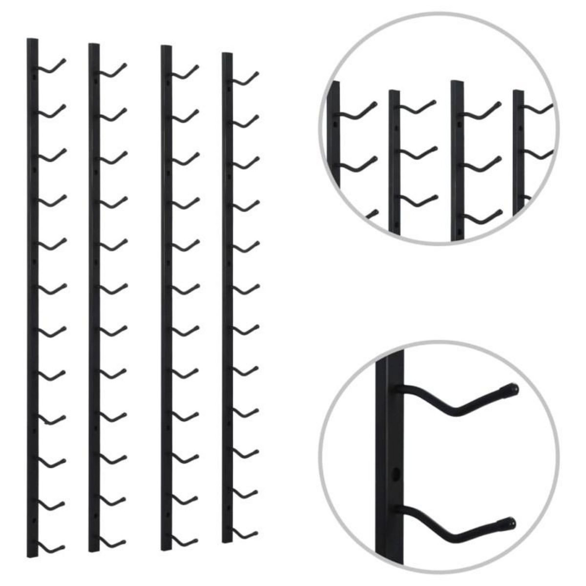 VIDAXL Casiers à bouteilles mural pour 12 bouteilles 2 pcs noir fer