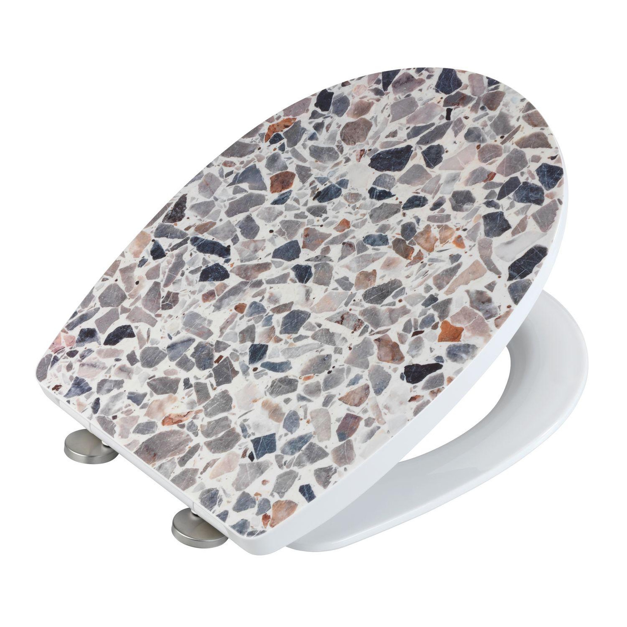 Voir la diapositive 2 : Wenko Abattant wc thermoplast design terrazzo - gris