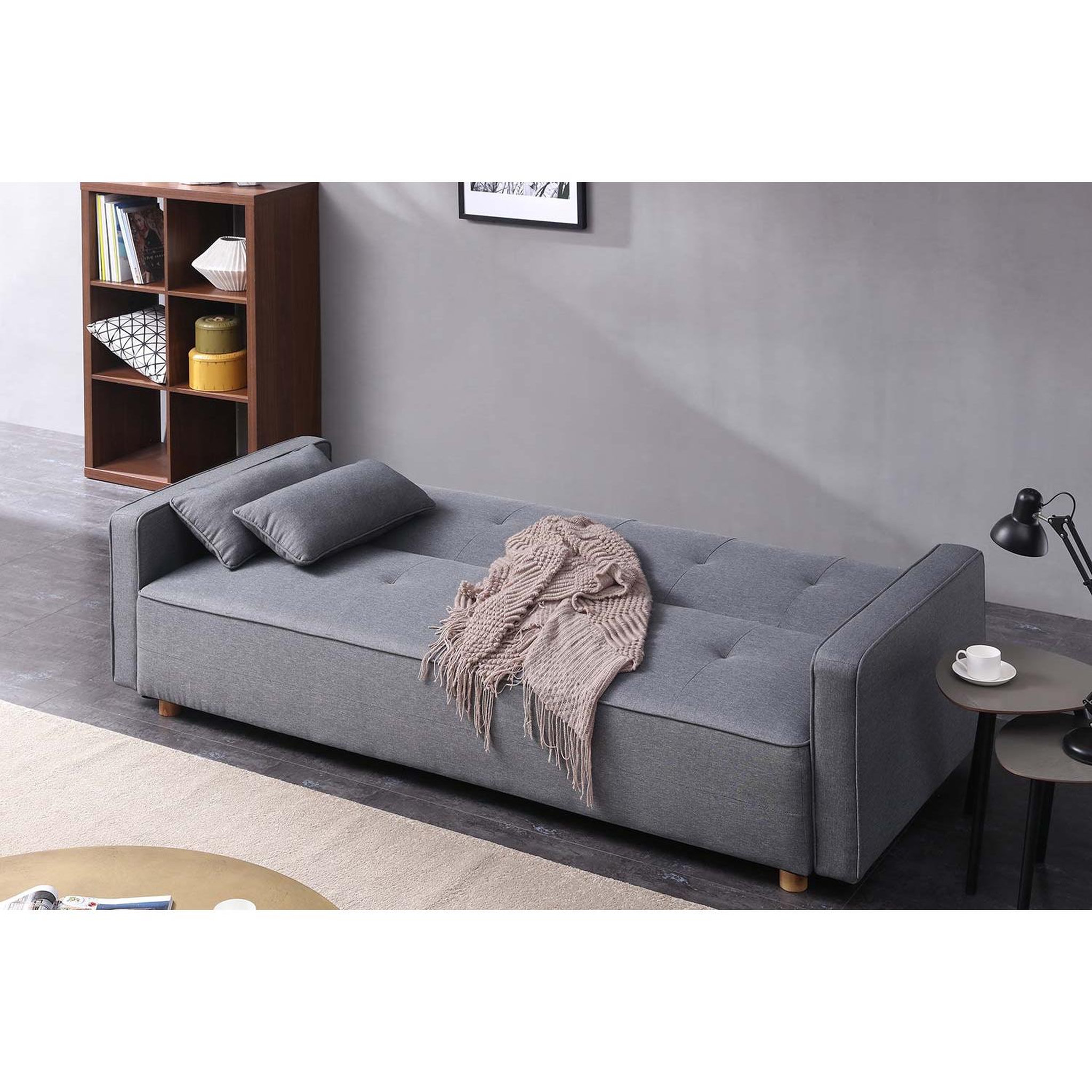 Voir la diapositive 5 : CONCEPT USINE Canapé scandinave convertible 3 places en tissu gris  COPENHAGUE