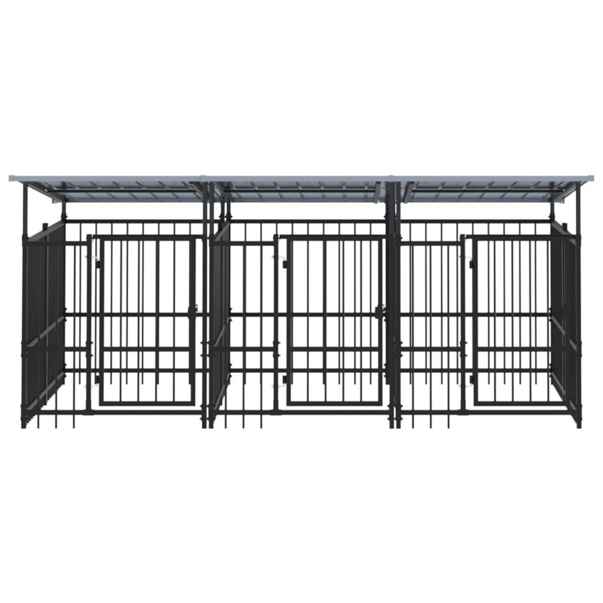 Voir la diapositive 3 : VIDAXL Chenil d'exterieur avec toit pour chiens Acier 5,63 m²