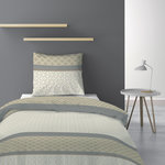 Les Ateliers du Linge Parure de couette 2pcs 140x200cm 100% microfibre 55gsm sofra naturel. Coloris disponibles : Beige