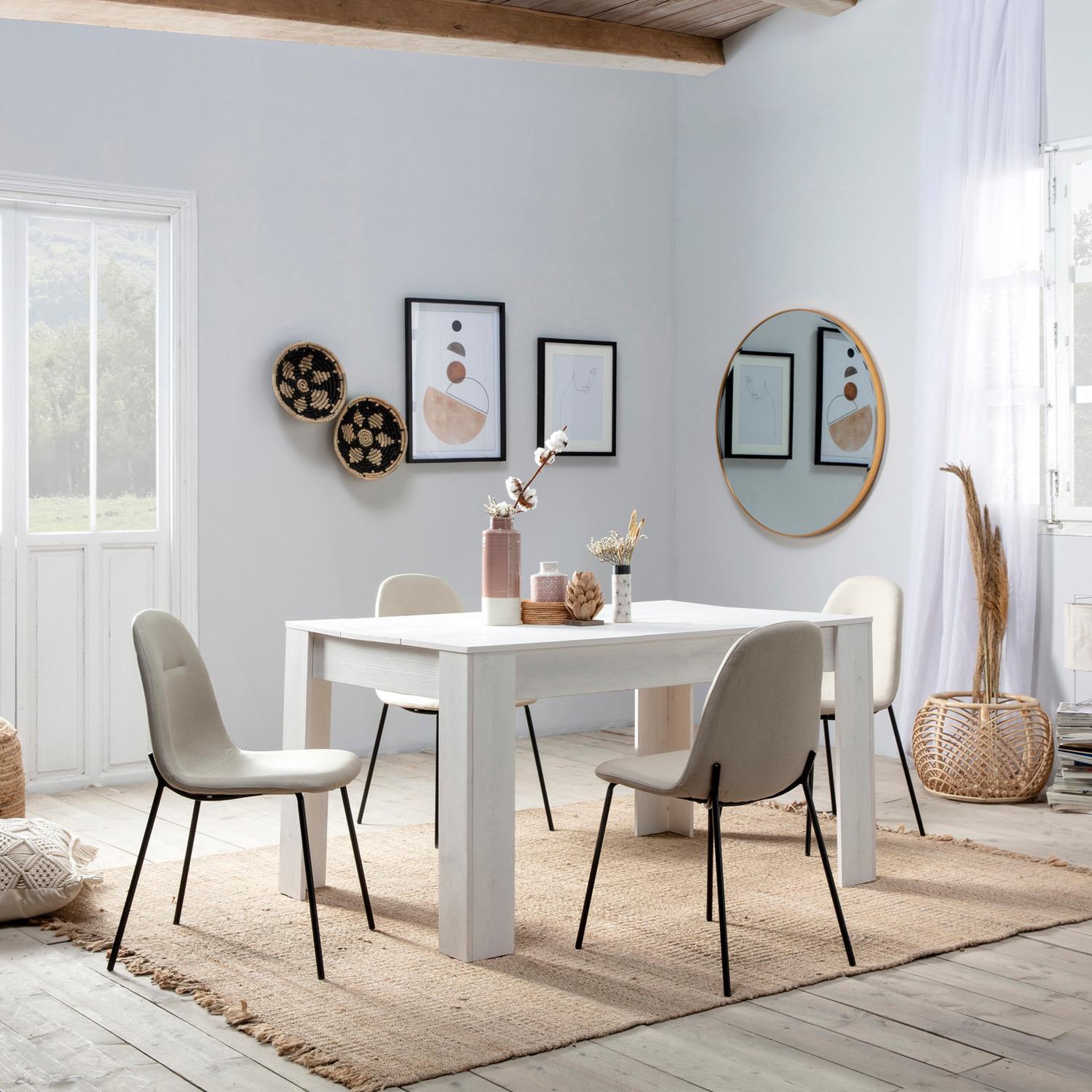 Voir la diapositive 5 : VS VENTA-STOCK Pack 2 chaises Salle à Manger Brenda tapissées Beige, 44 cm x 54 cm x 85 cm