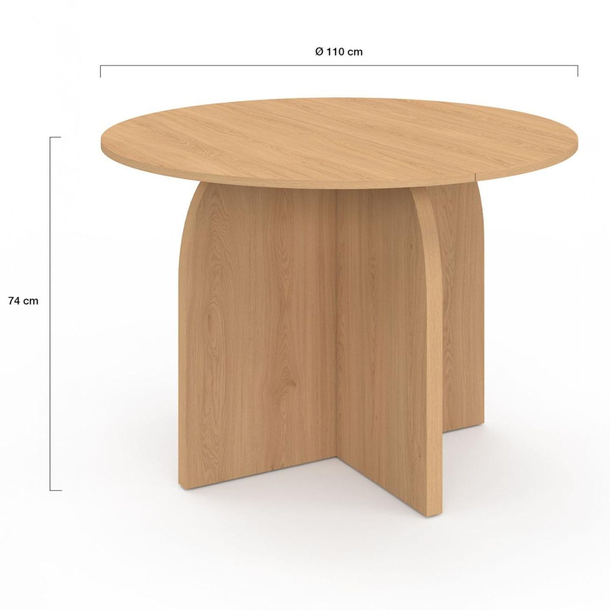 ID MARKET Table à manger fixe ronde ABY 6 personnes bois effet hêtre 110 cm