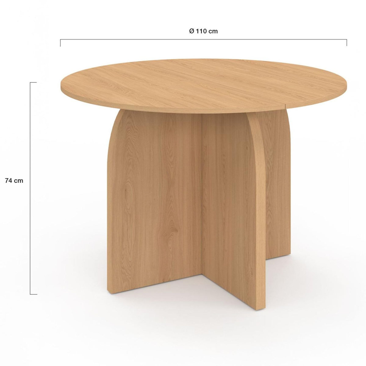 ID MARKET Table à manger fixe ronde ABY 6 personnes bois effet hêtre 110 cm