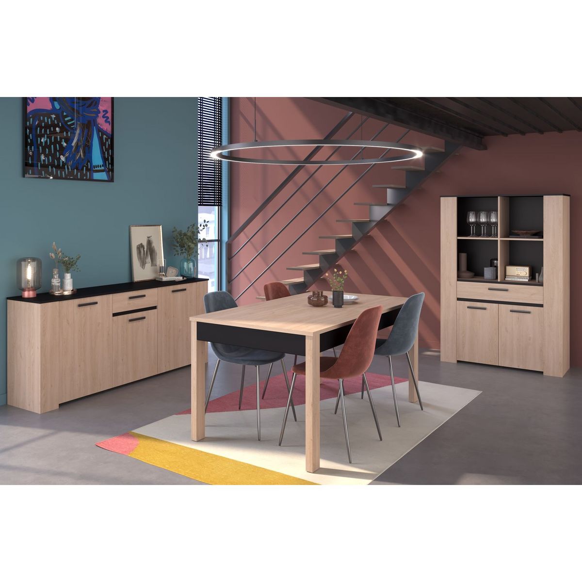 Buffet haut 4 niches 1 tiroir 2 portes LOLA