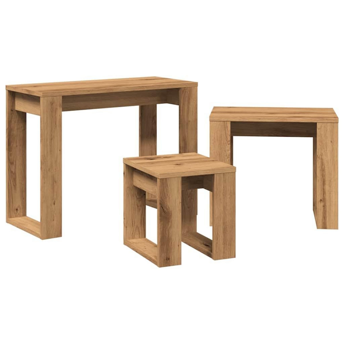 VIDAXL Tables gigognes 3 pcs chene artisanal bois d'ingenierie