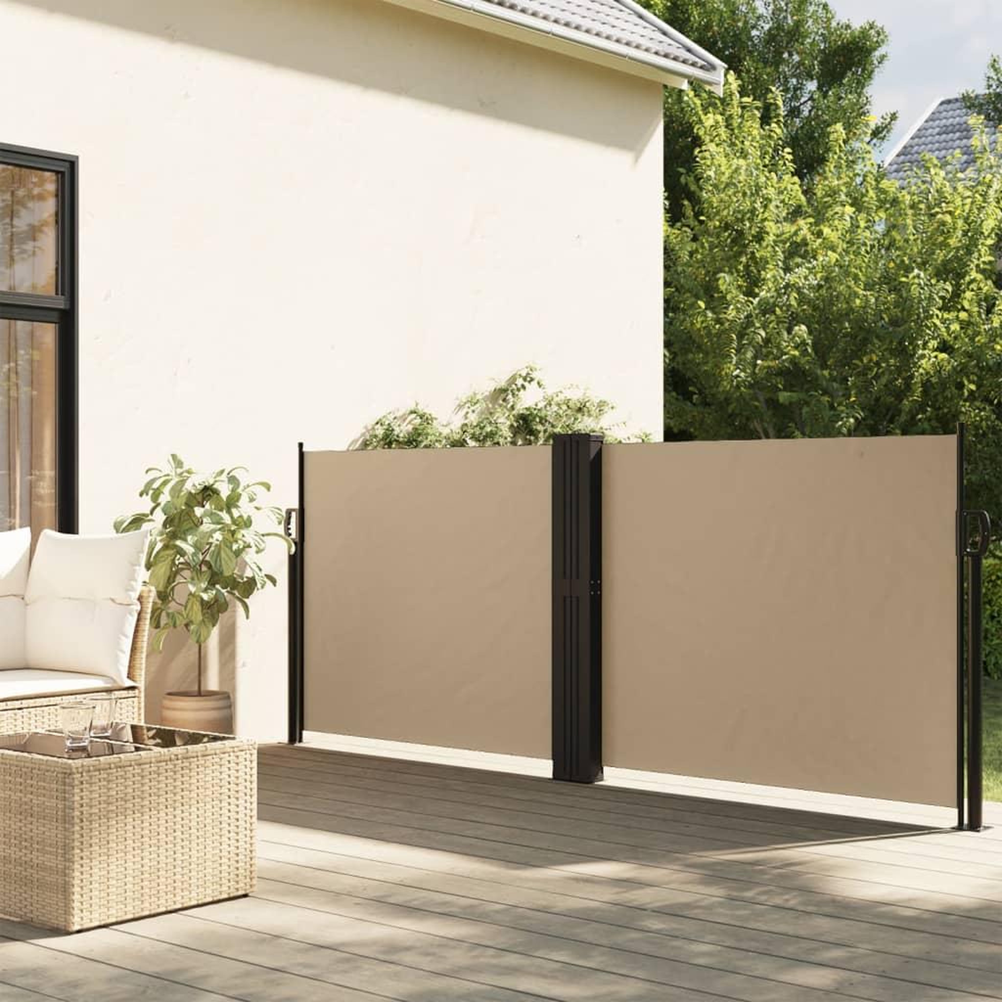 VIDAXL Auvent lateral retractable beige 140x1200 cm