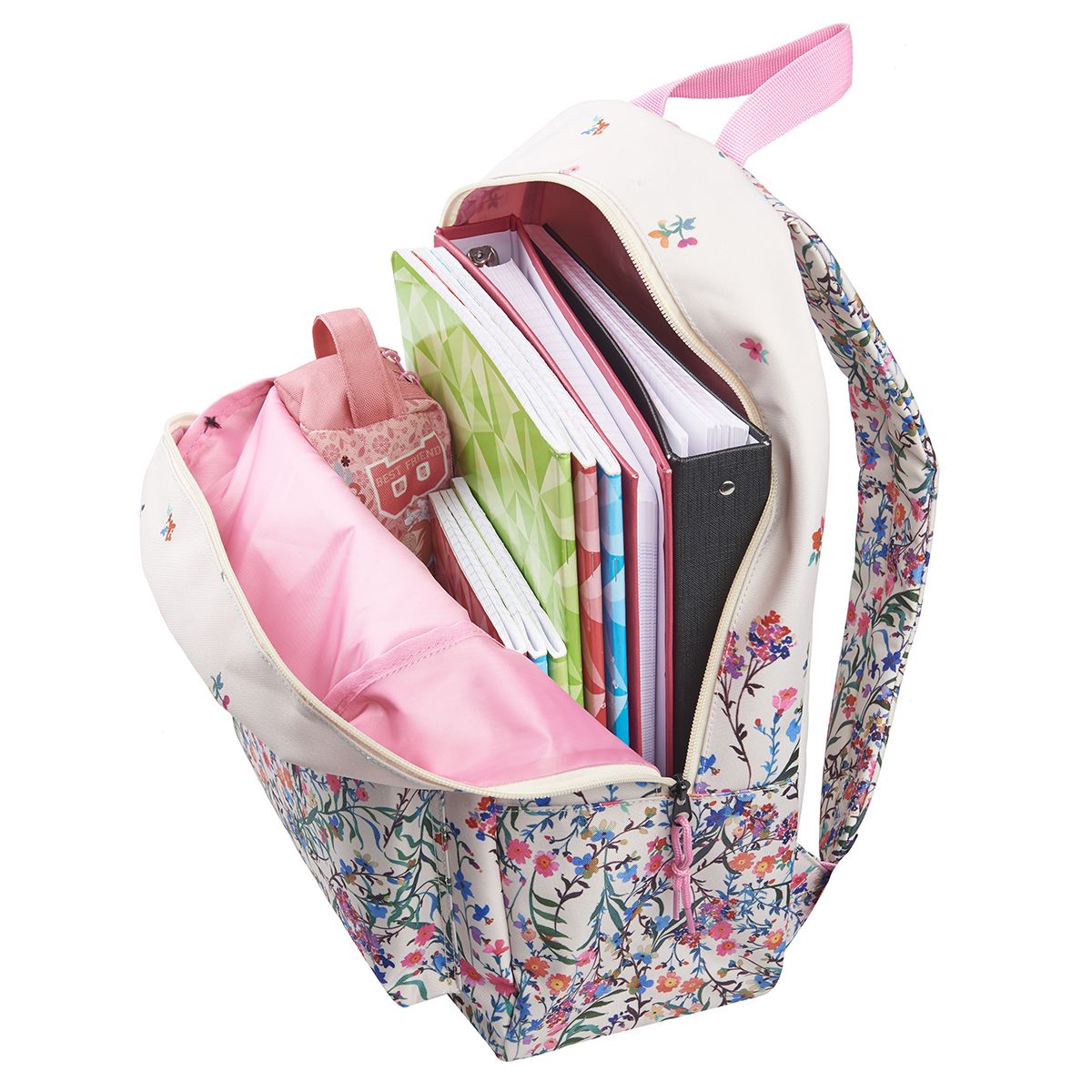 Sac à dos 1 compartiment blanc à fleurs