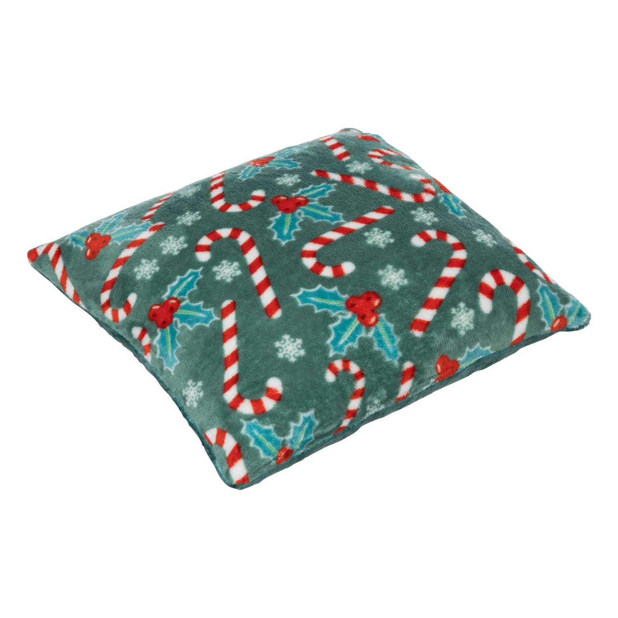 ATMOSPHERA Coussin de noël houx et sucres d'orge - 40 x 40 cm - vert et rouge