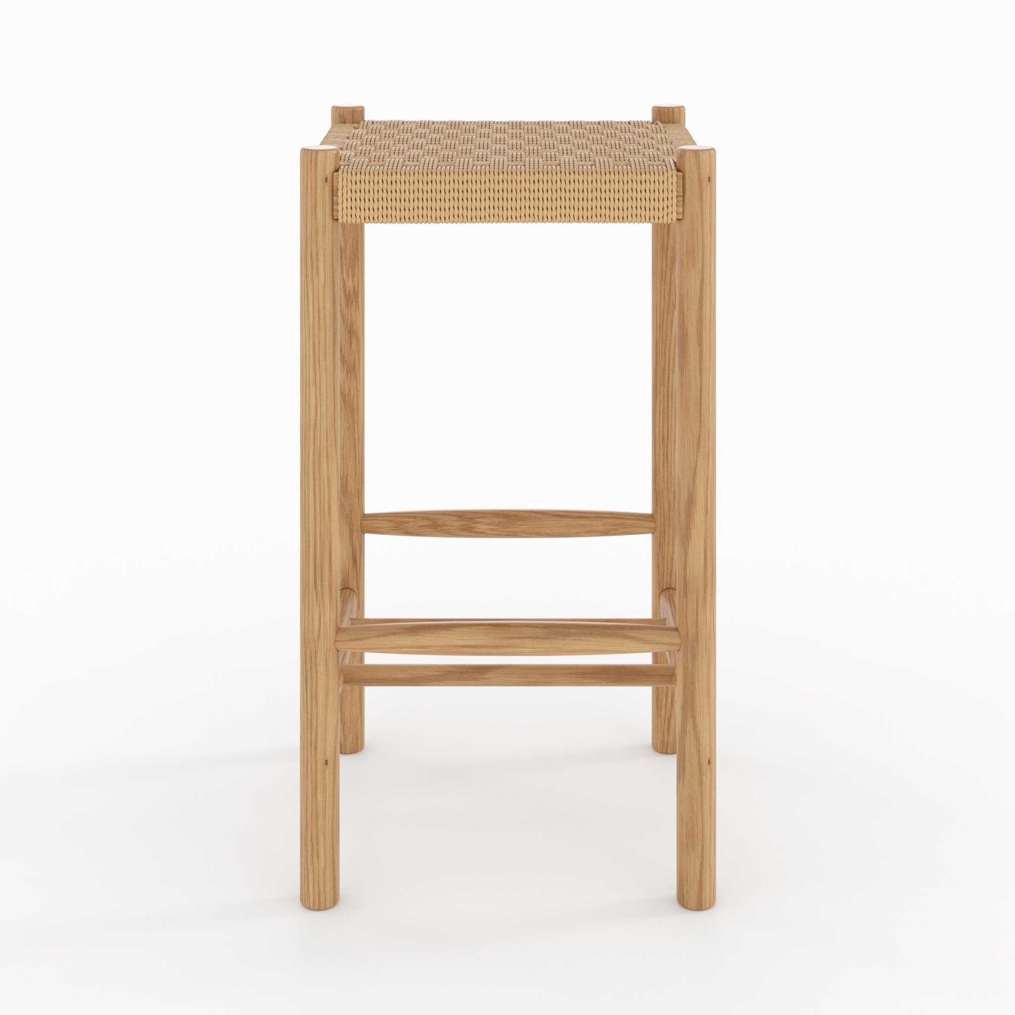 Voir la diapositive 3 : MAISON PAVANE Tabouret pour îlot central 65 cm en tressage et bois-Kepler