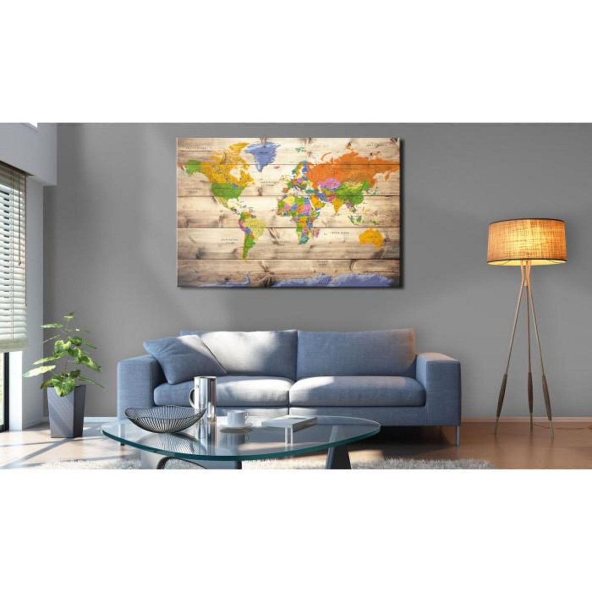 Paris Prix Tableau Imprimé  Map on Wood : Colourful Travels