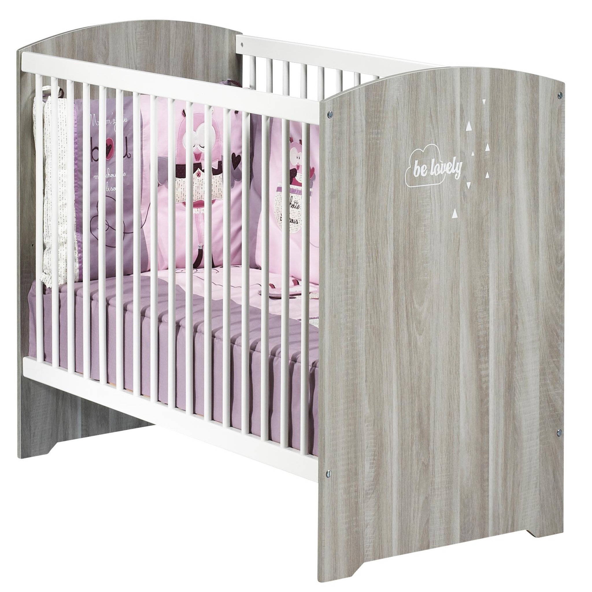 Voir la diapositive 1 : BABY PRICE Lit bébé 120x60 cm HAPPY, Chêne Silex, Sommier 3 positions 