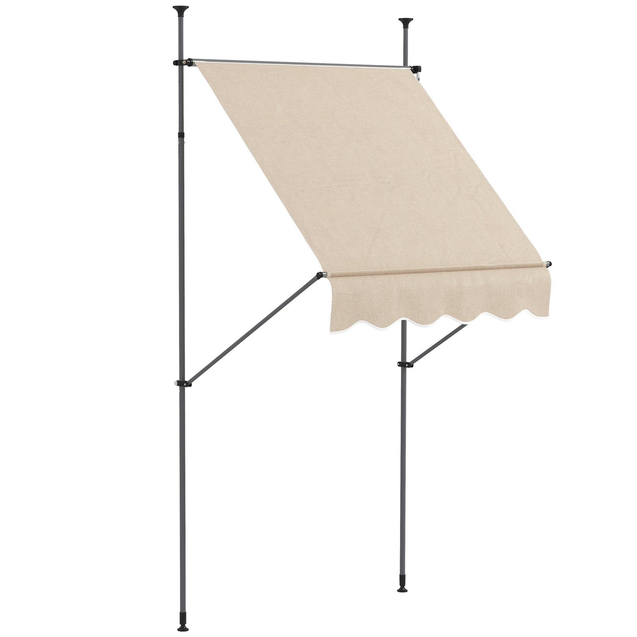 Voir la diapositive 1 : OUTSUNNY Store banne autoportant manuel rétractable 1,5L x 1,2l x 2,1-3H m inclinaison réglable métal alu polyester sable