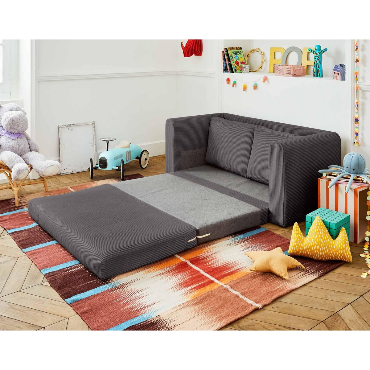 BEST MOBILIER Marilia - canapé 2 places - convertible déplimousse - en velours côtelé