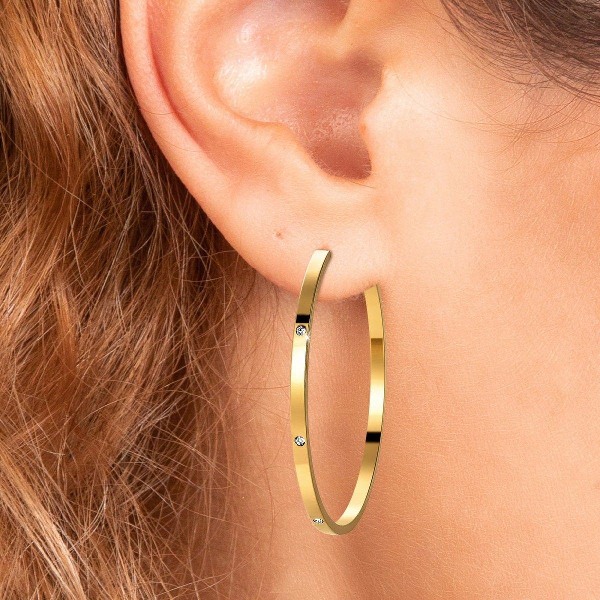 Voir la diapositive 2 : SC BOHEME Boucles d'oreilles créoles en acier inoxydable par SC Bohème