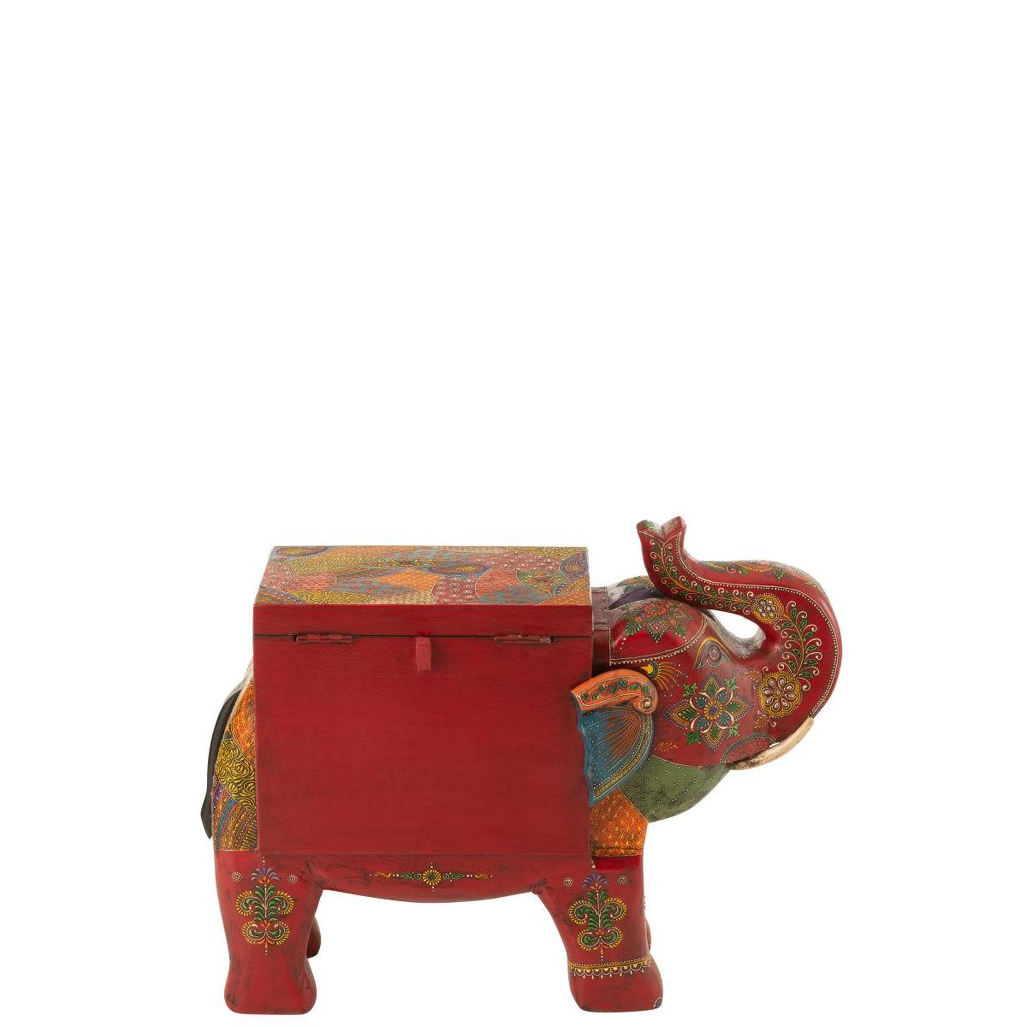Voir la diapositive 3 : J-LINE Coffre Éléphant en Bois  Delhi  79cm Multicolore