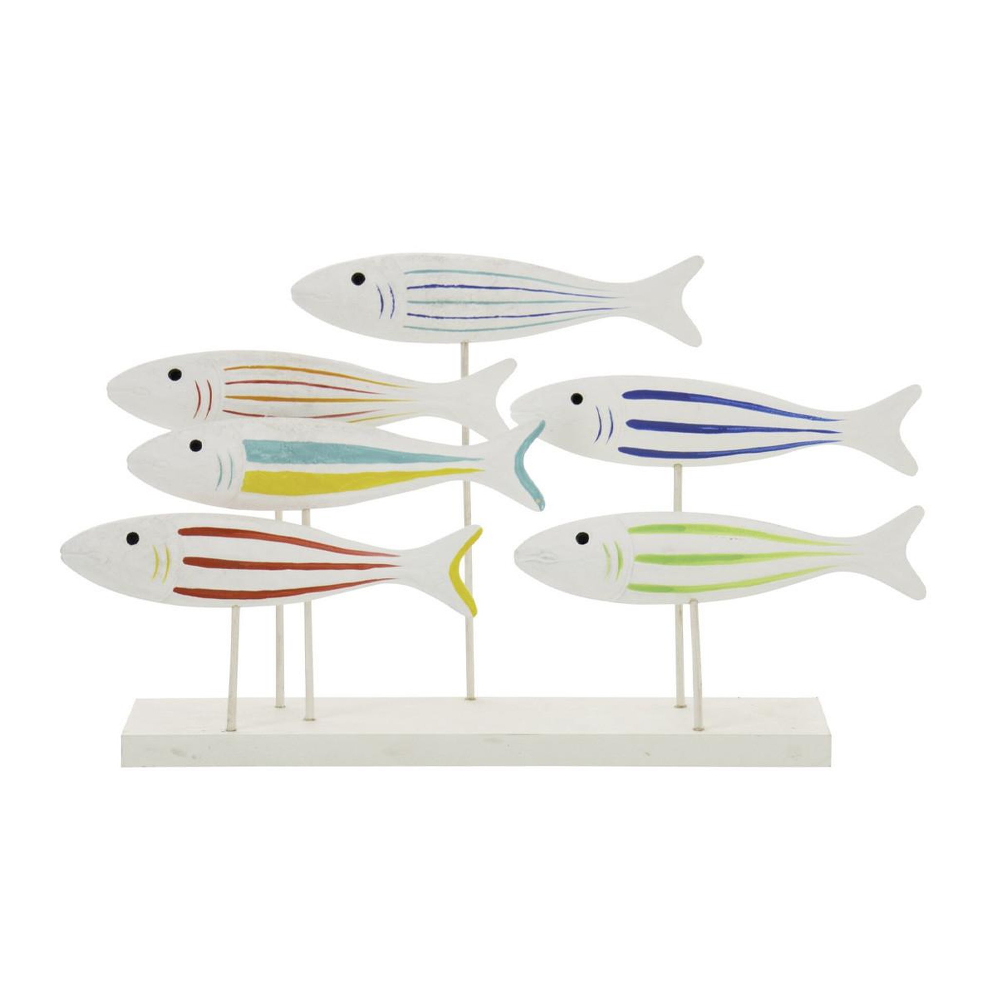 J-LINE Poissons déco sur socle  marée  50cm multicolore