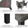 Voir la diapositive 5 : tectake Table en rotin avec cadre en aluminium et bois gris