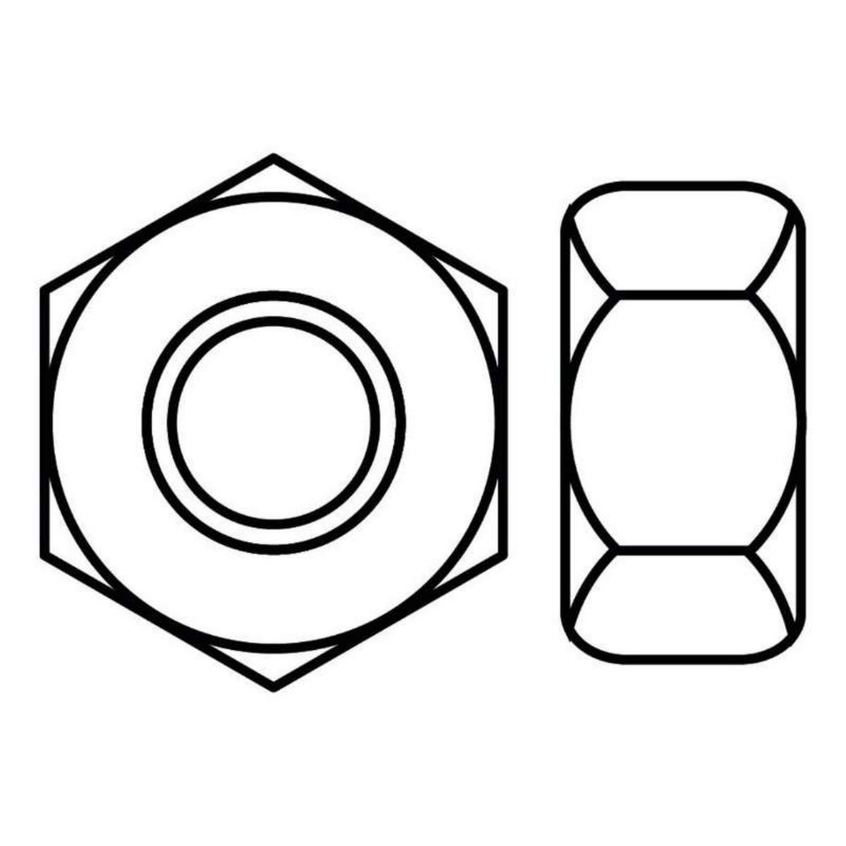  Écrou hexagonal zingué 6 pans Vissal  Classe 8  Ø 12mm  lot de 50 écrous