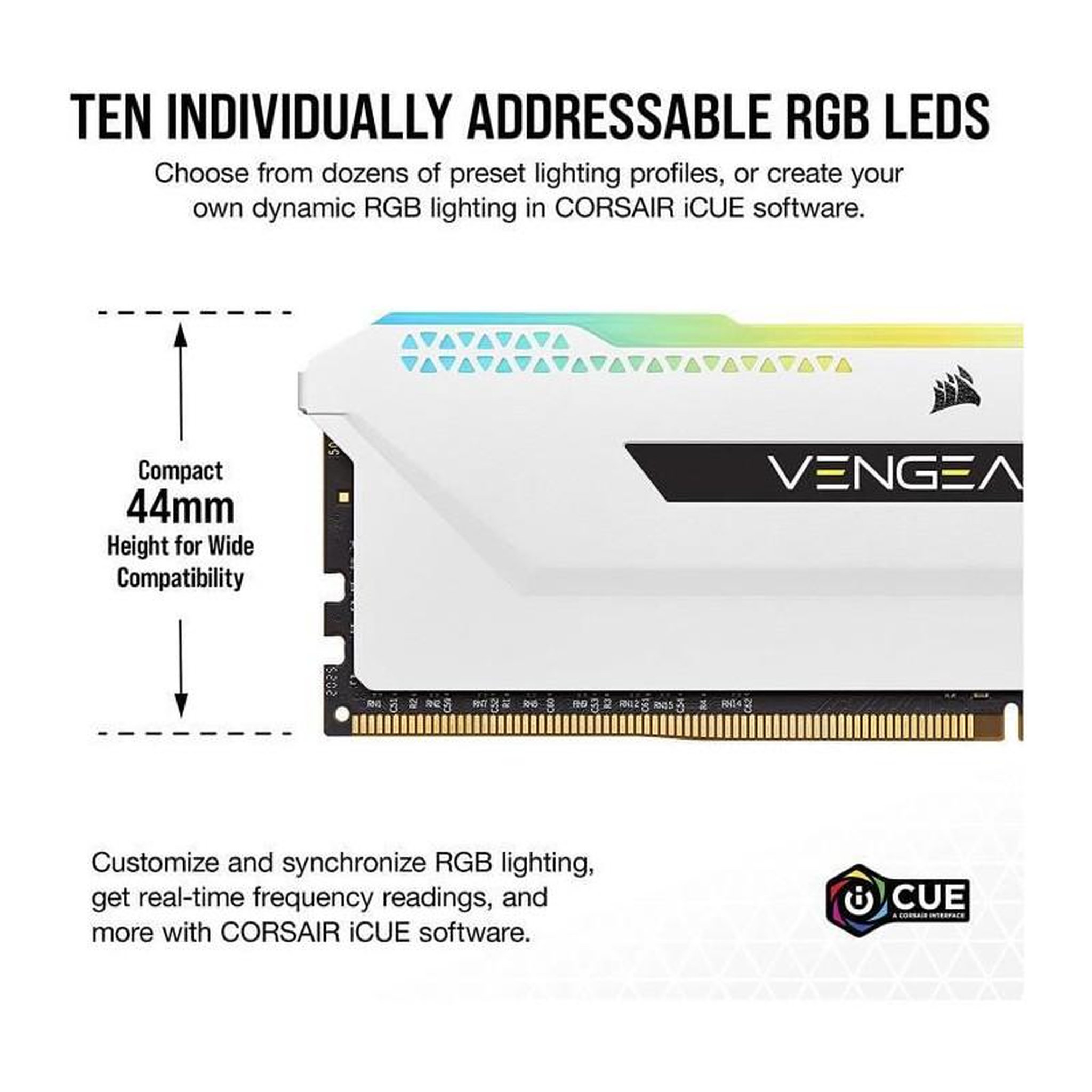 Voir la diapositive 3 : Corsair CORSAIR Memoire PC DDR4 - VENGEANCE RGB PRO SL 32Go 2x16Go - 3200Mhz - CAS 16 - White CMH32GX4M2E3200C16W