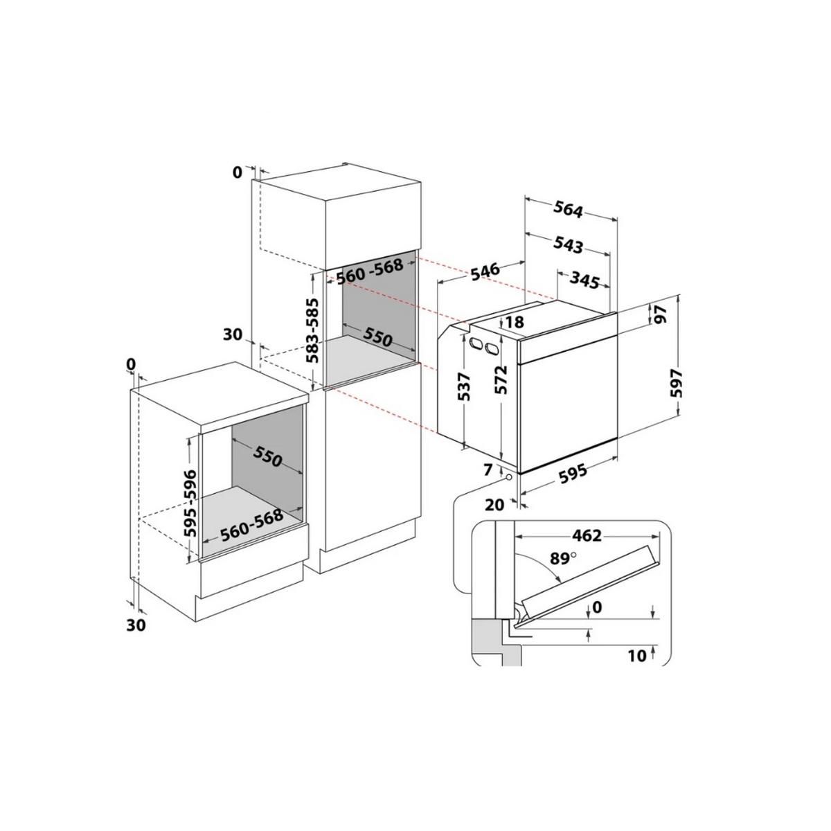Whirlpool Four intégrable 73l 60cm hydrolytique + pyrolytique - WOI68PT1SXAF