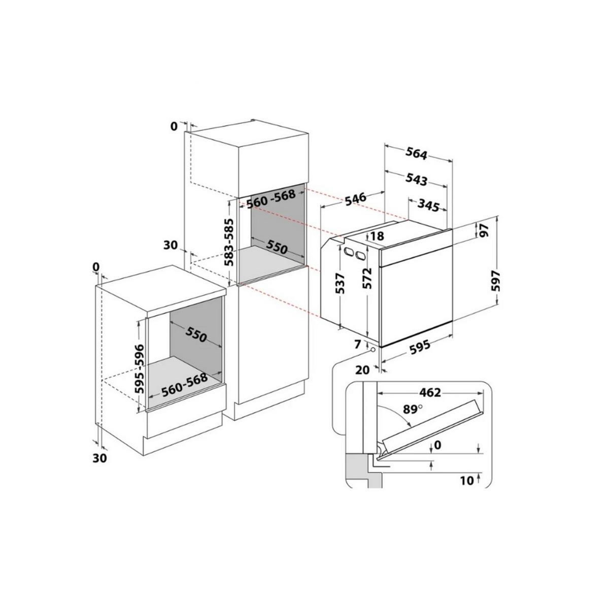Whirlpool Four intégrable 73l 60cm hydrolytique + pyrolytique - WOI68PT1SXAF