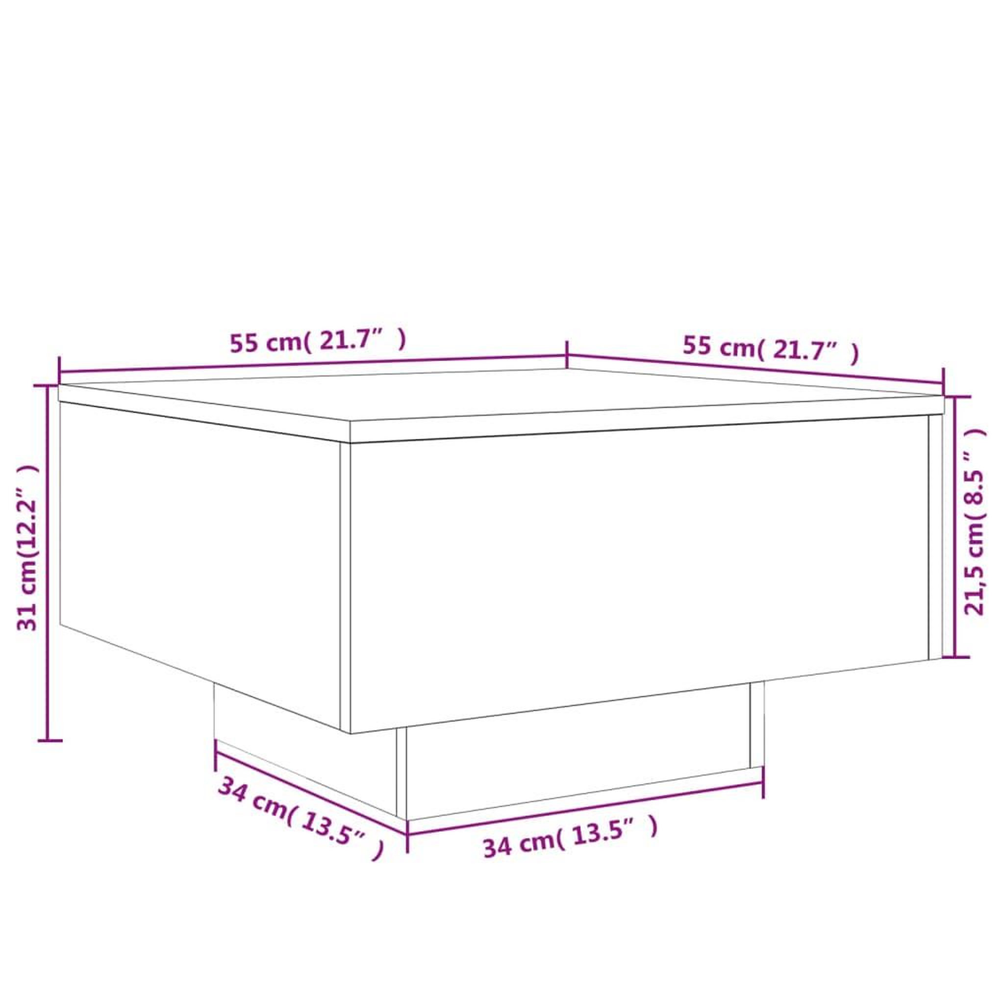 Voir la diapositive 6 : VIDAXL Table basse blanc 55x55x31 cm bois d'ingenierie