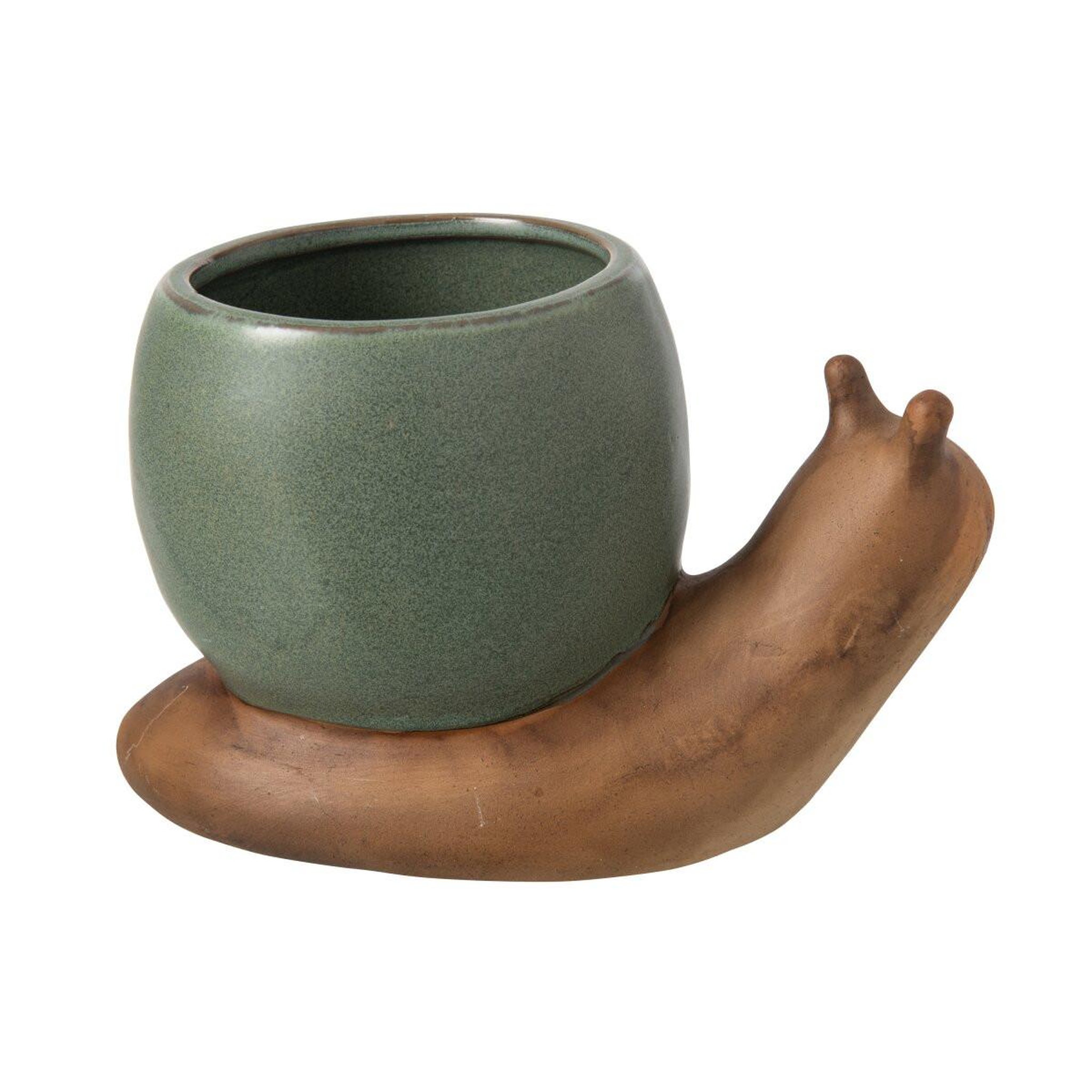 Voir la diapositive 2 : J-LINE Cache-Pot Escargot en Grès  Solal  20cm Vert