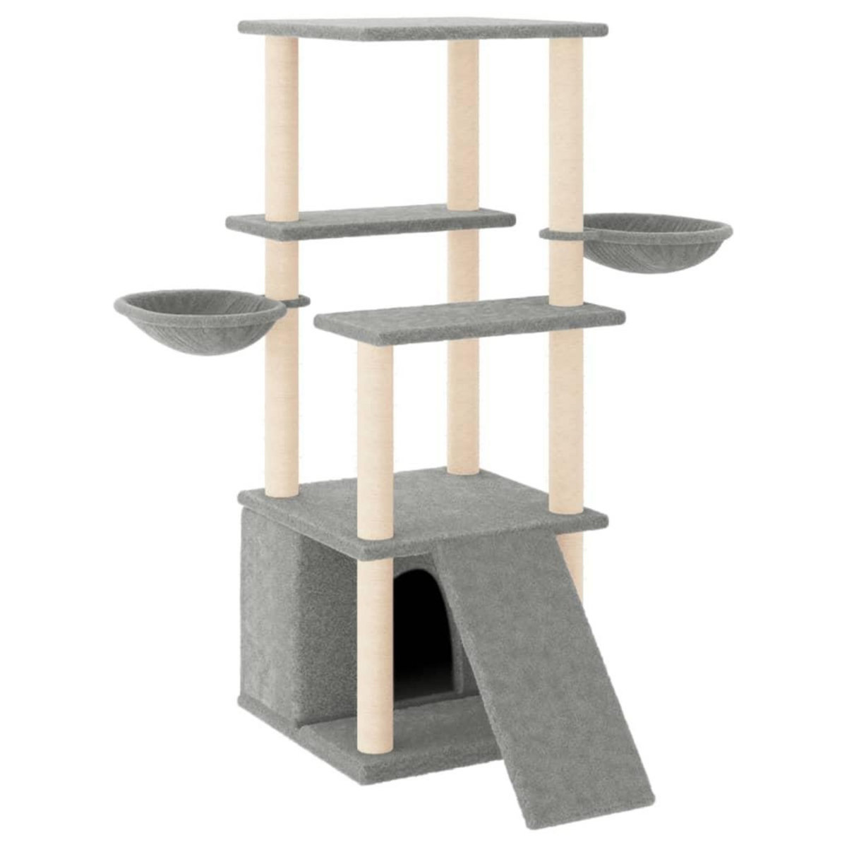VIDAXL Arbre a chat avec griffoirs en sisal gris clair 133 cm