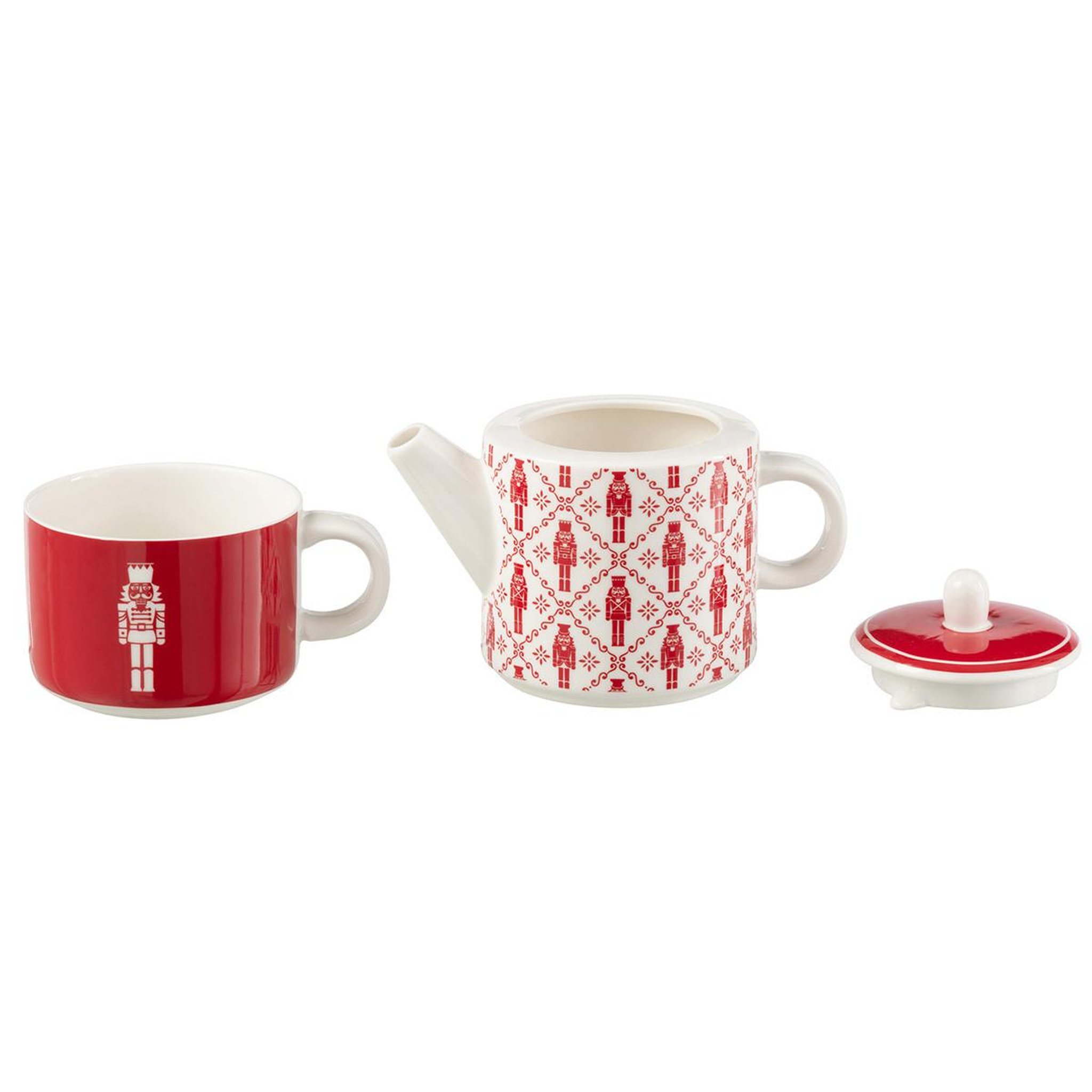 Voir la diapositive 2 : J-LINE Théière avec tasse  casse-noisette  78cl rouge