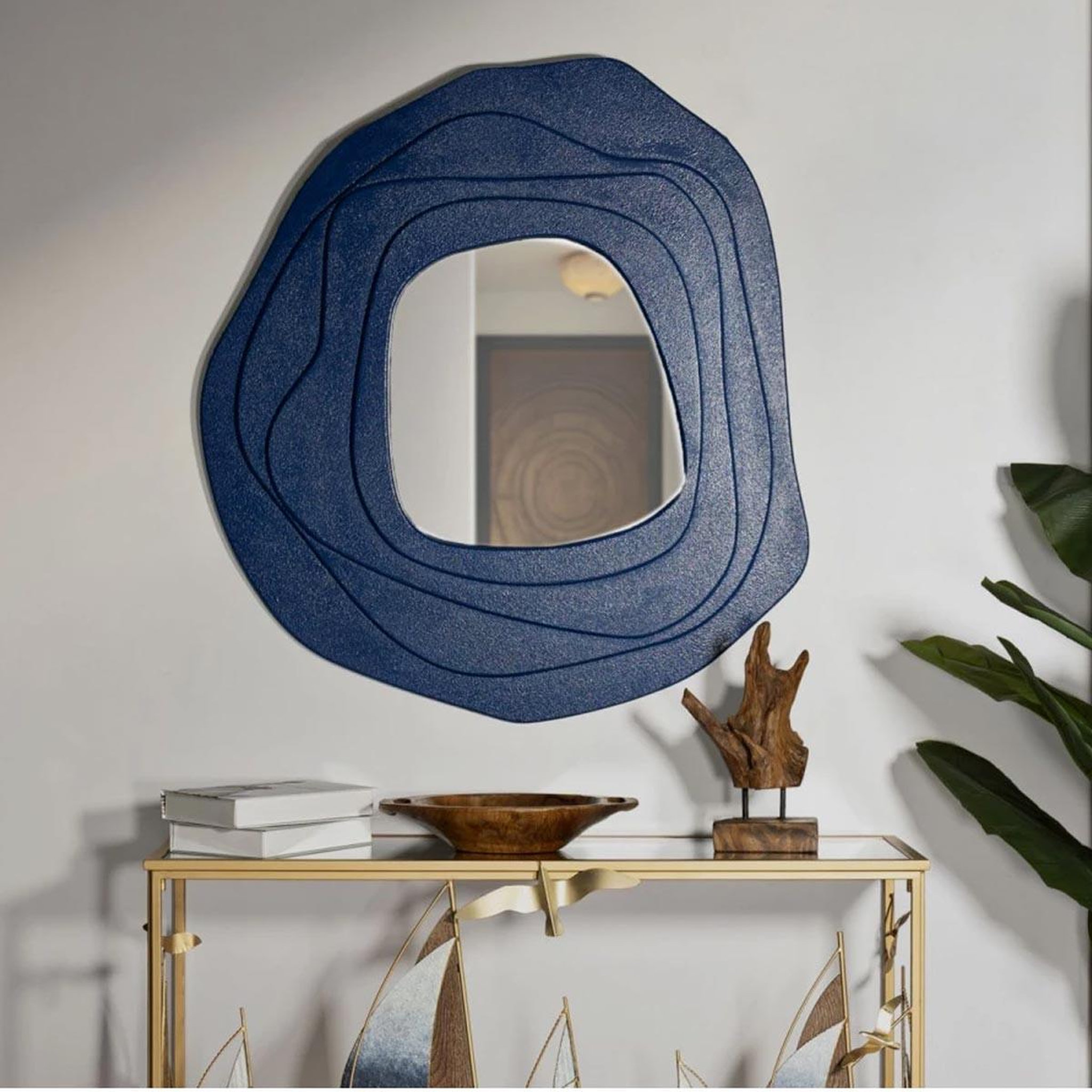 Voir la diapositive 6 : Paris Prix Miroir mural design  dalia  97cm bleu