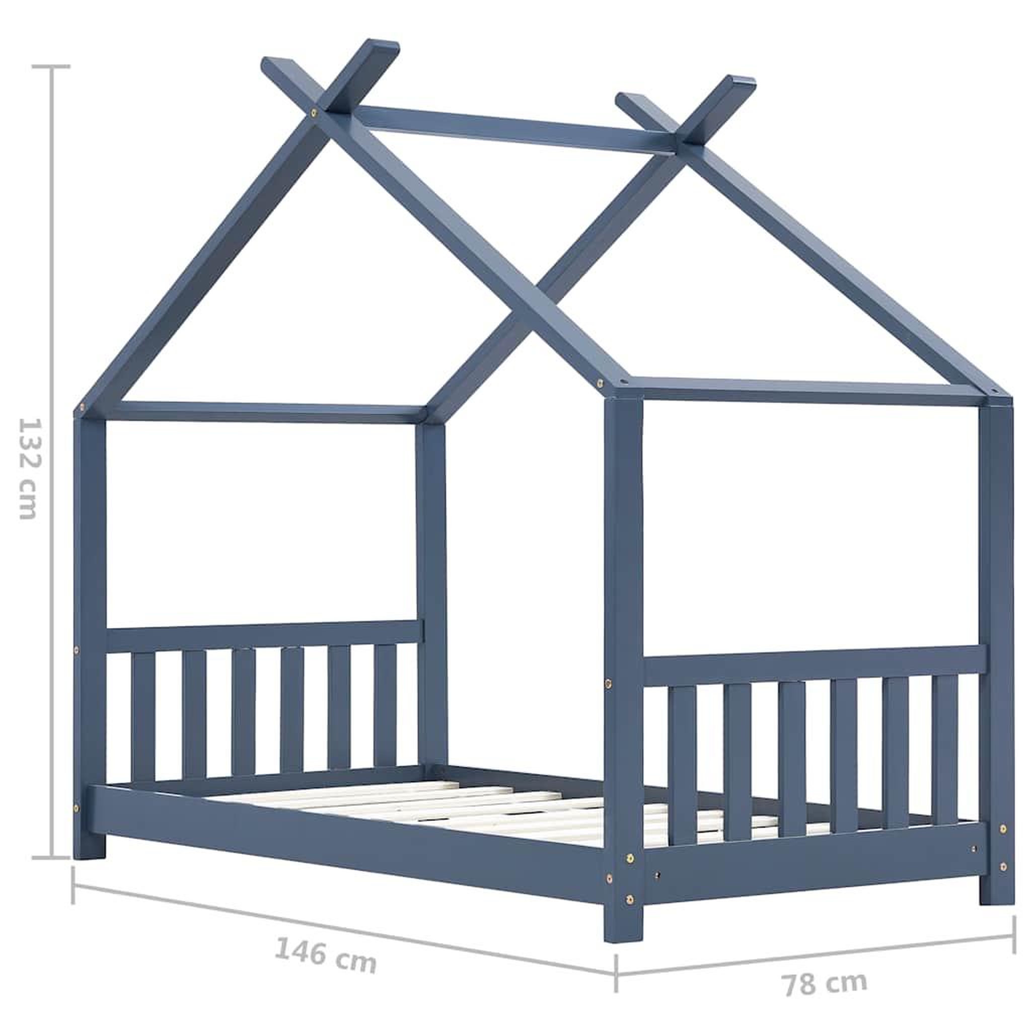 Voir la diapositive 6 : VIDAXL Cadre de lit d'enfant Gris Bois de pin massif 70x140 cm