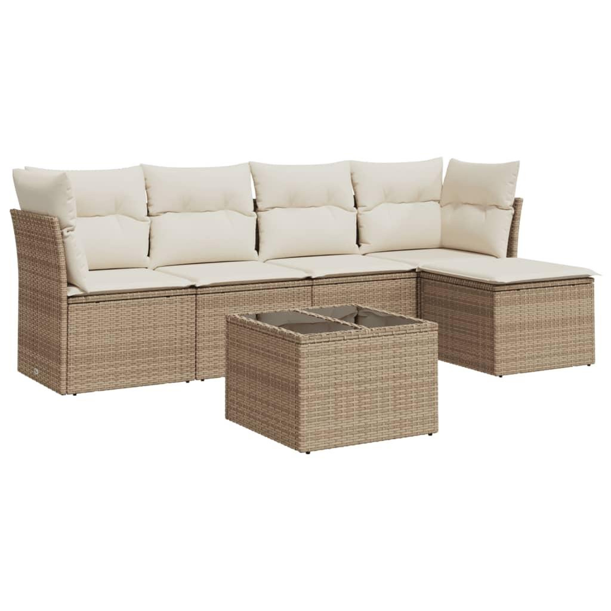 Voir la diapositive 2 : VIDAXL Salon de jardin avec coussins 6 pcs beige resine tressee