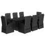 Voir la diapositive 2 : VIDAXL Ensemble a manger de jardin 9pcs coussins noir resine tressee