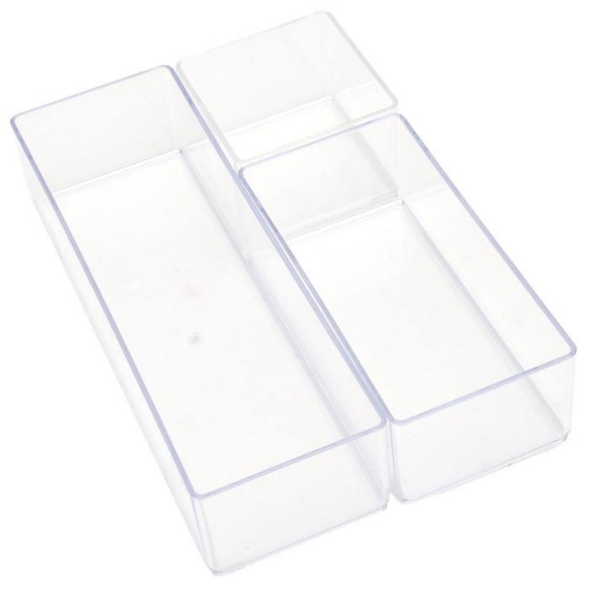 Paris Prix Lot de 3 Organisateurs de Tiroir  Cosmétique  22cm Transparent