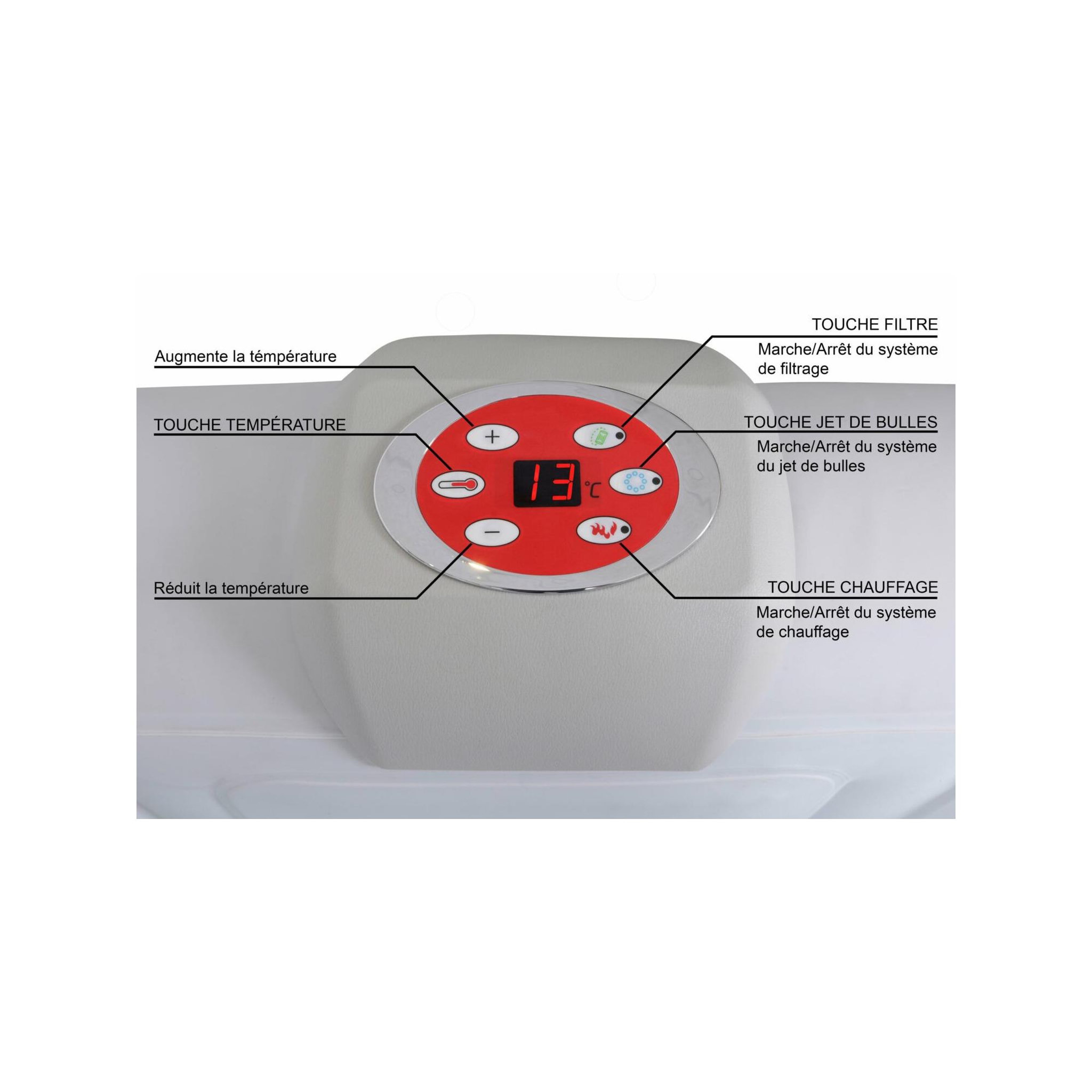 Voir la diapositive 6 : SUNSPA Spa gonflable 6 places carré - sunspa - bandeau led inclus - dimensions : 185 x 185 cm