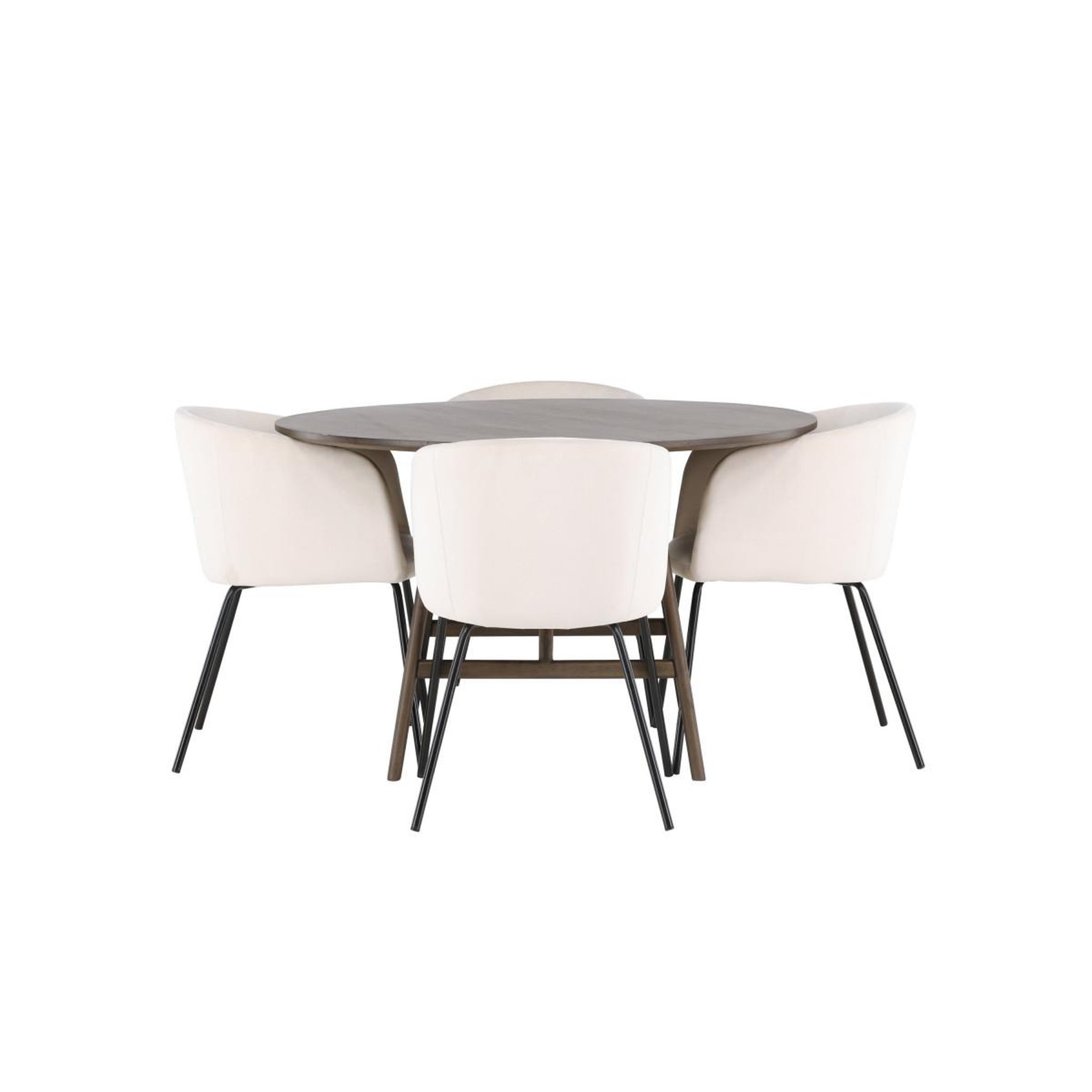 Voir la diapositive 2 : Paris Prix Ensemble table à manger & 4 chaises  kaseidon & berit  100cm marron foncé & beige