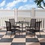 Voir la diapositive 2 : OUTSUNNY Table à manger de jardin 4 personnes dim. 80 x 80 x 74 cm plateau à lattes acier époxy gris