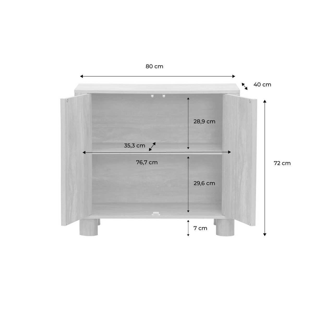 SWEEEK Buffet exotique effet bois de manguier 2 portes 80cm Pondi