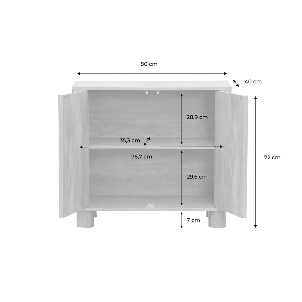 SWEEEK Buffet exotique effet bois de manguier 2 portes 80cm Pondi