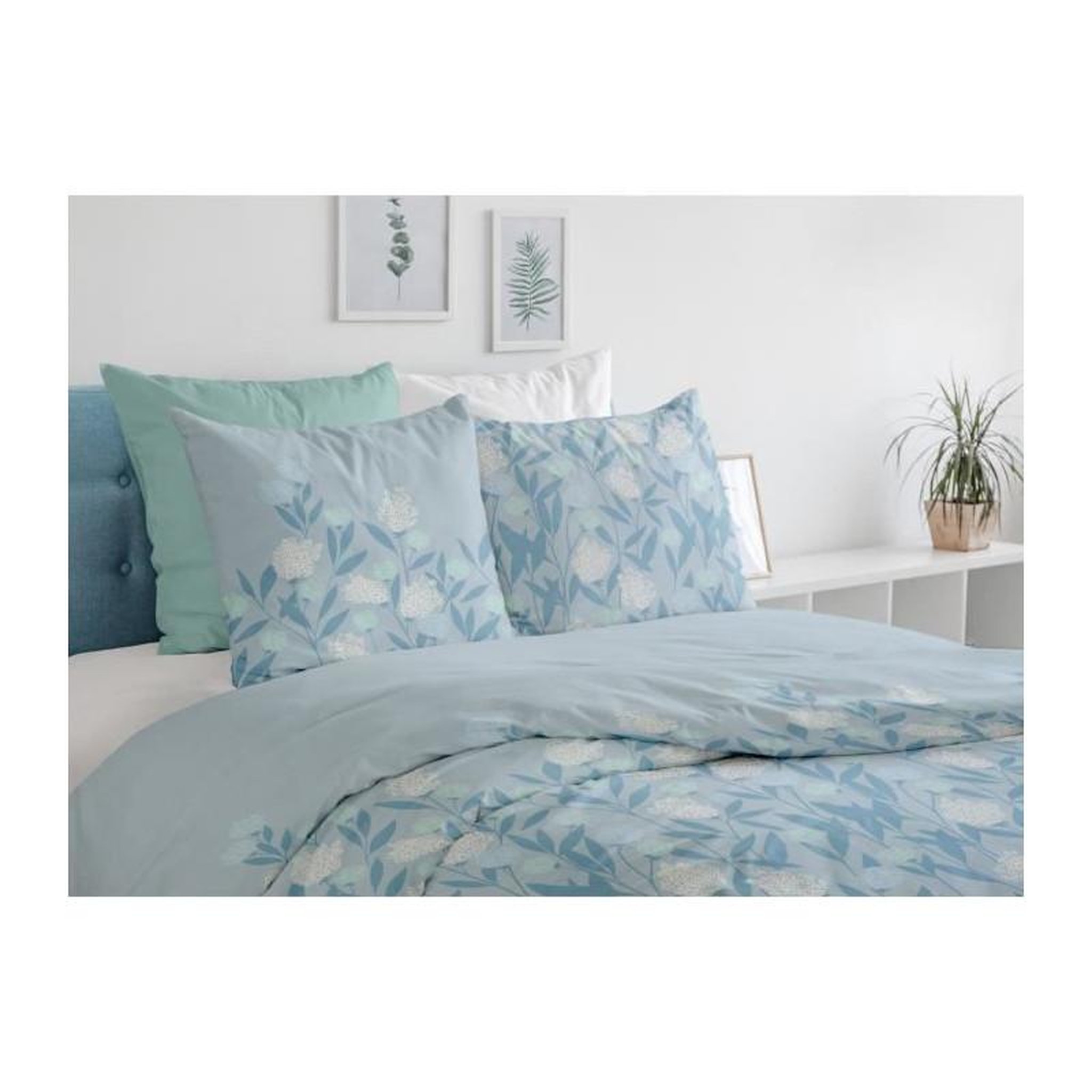 Voir la diapositive 4 : HOME LINGE PASSION Parure de couette HOME LINGE PASSION Tempete Florale - 3 Pcs - 240 x 260 - 100% Coton 57 Fils - Bleu
