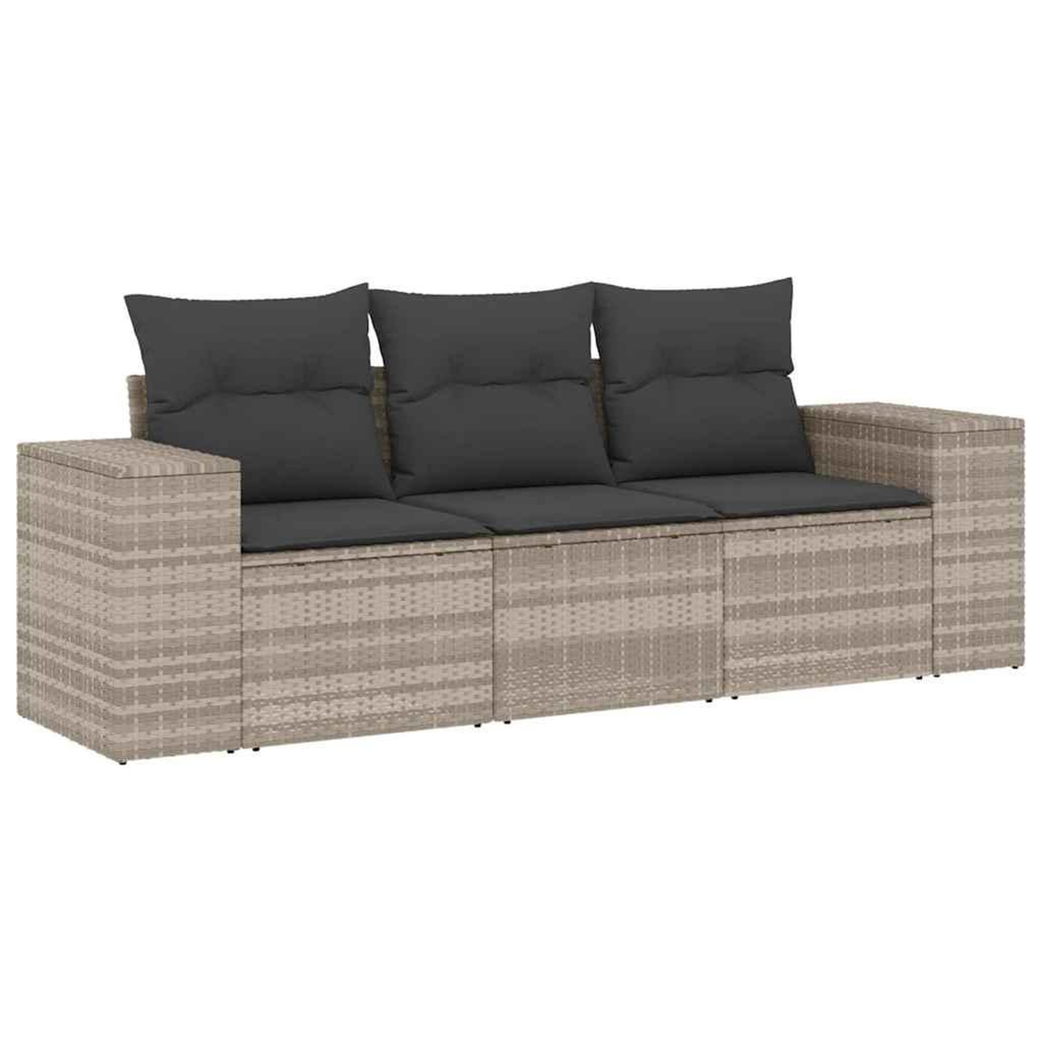 Voir la diapositive 2 : VIDAXL Salon de jardin avec coussins 3 pcs gris clair resine tressee