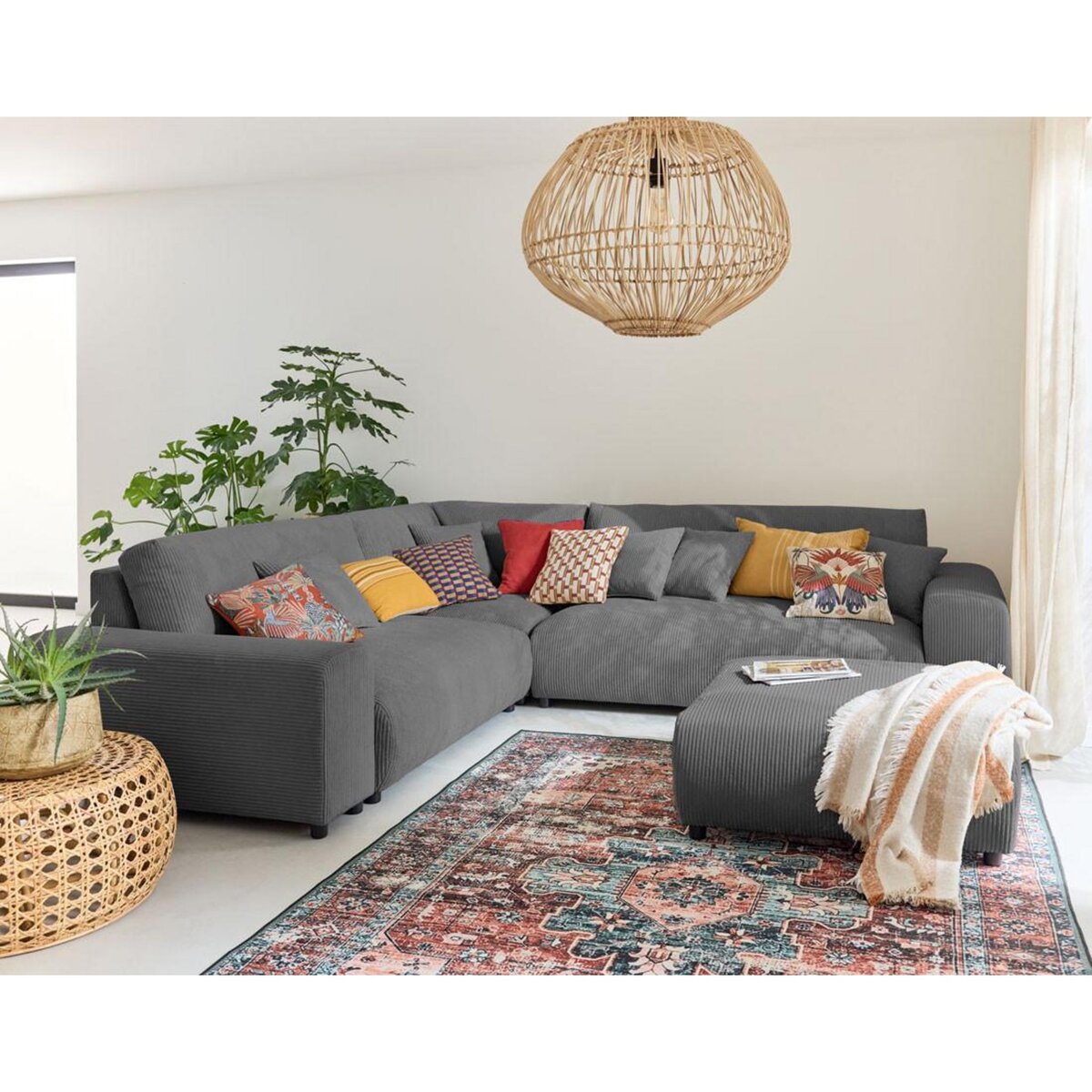 LISA DESIGN Garance - canapé modulable d'angle gauche - 5 places - en velours côtelé