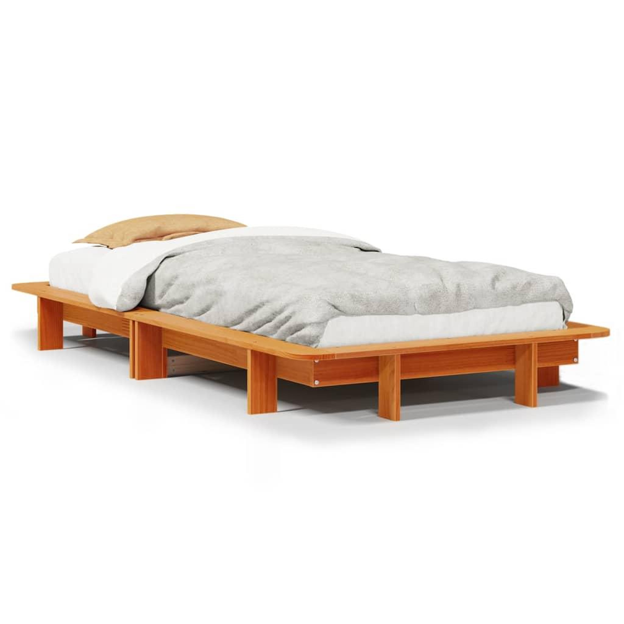 Voir la diapositive 2 : VIDAXL Cadre de lit sans matelas cire marron 75x190 cm bois pin massif