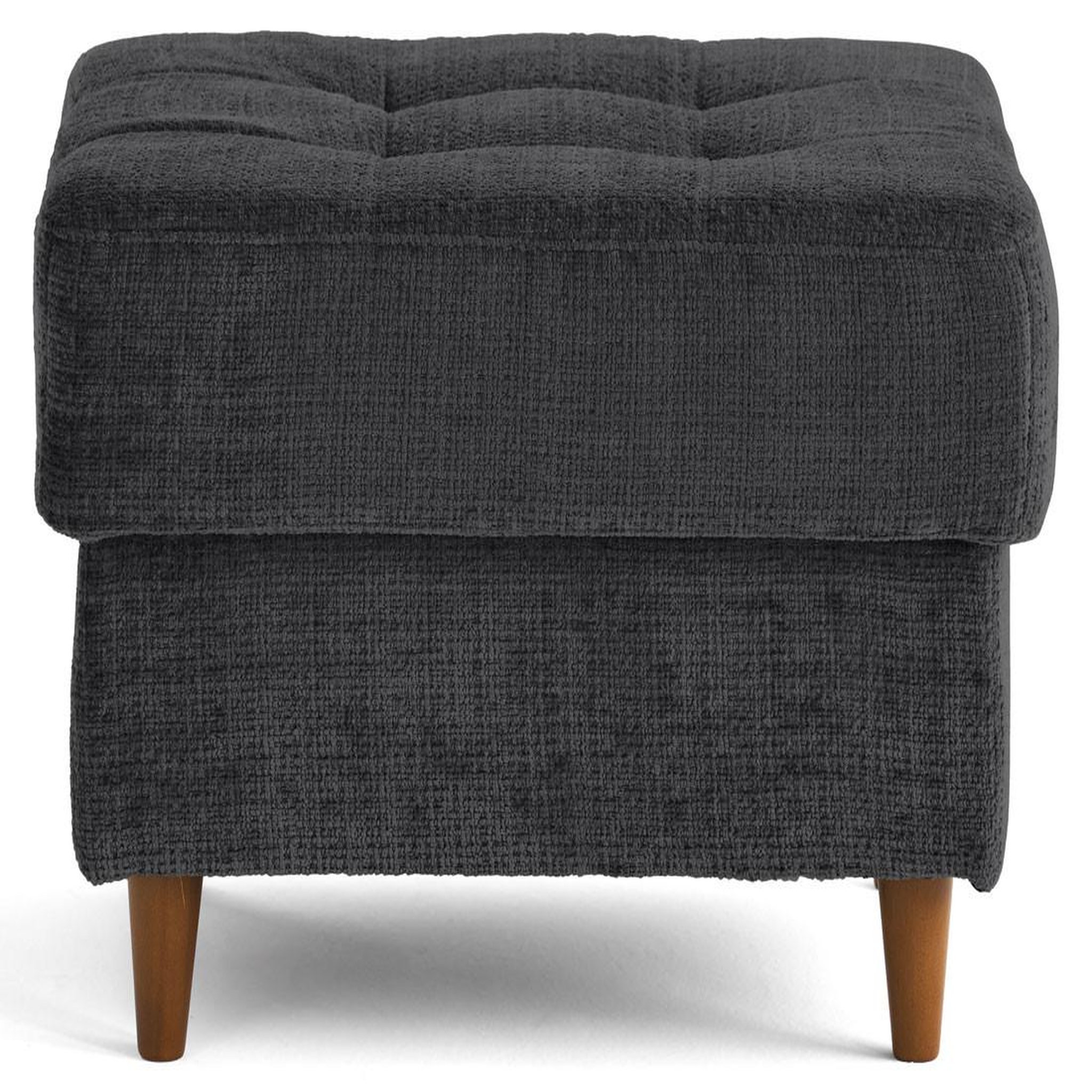 Voir la diapositive 4 : BEST MOBILIER Anna - pouf en velours texturé - pieds en bois