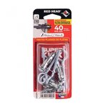 RED HEAD Lot de 4 chevilles Diam.10 x L.35 mm et piton RED HEAD, Diam.5mm